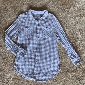 Merona Gray and White Plaid Shirt